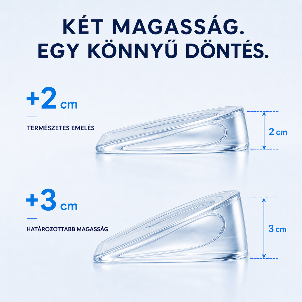 Plusz 2 és plusz 3 centiméteres emelés