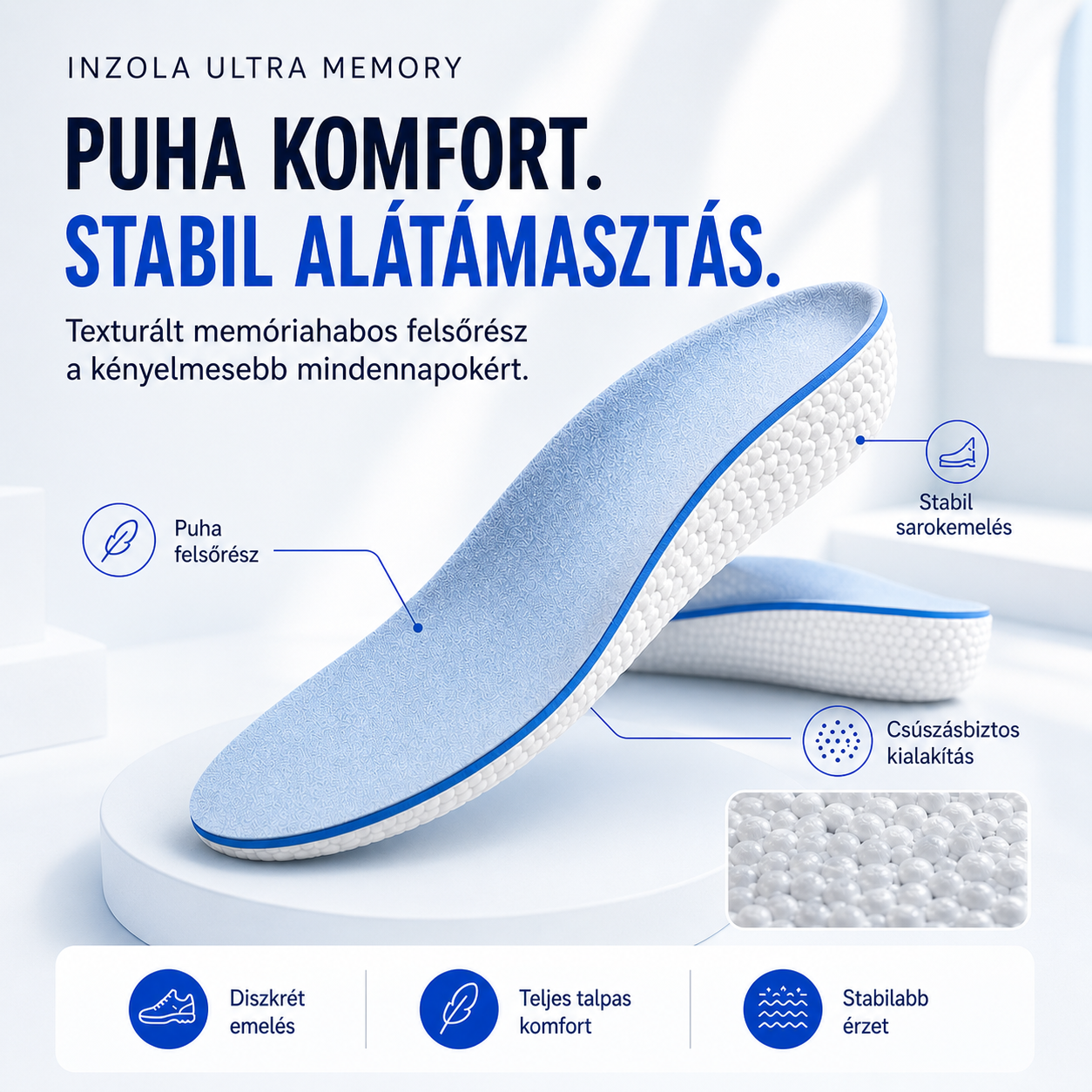 Memóriahabos komfort és stabil alátámasztás